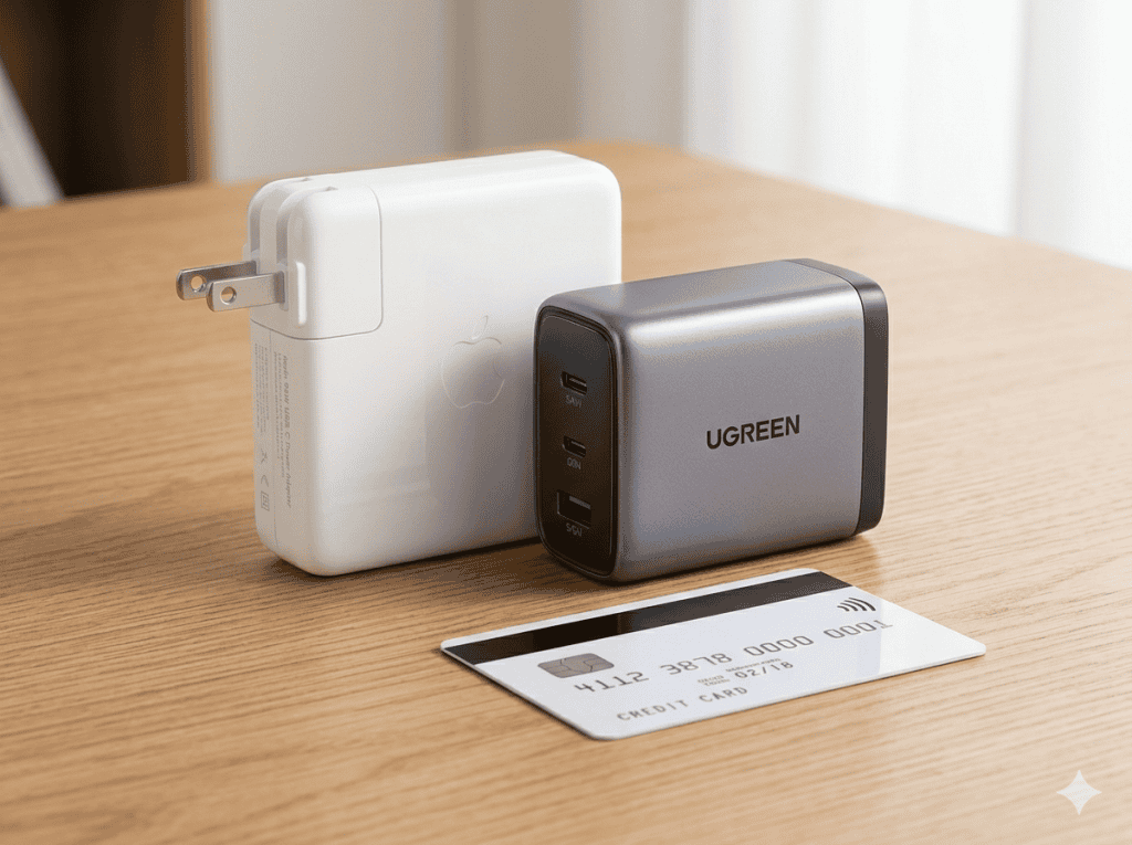 UGREEN 100W GaN vs Apple Original 96W Charger Size Comparison